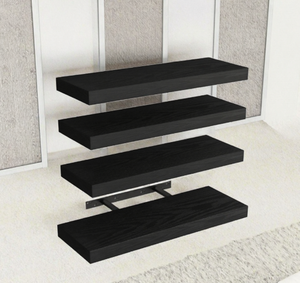 Vendita calda Set di 6 scaffali in legno galleggiante per soggiorno intagliato a doppio livello con gancio di installazione tecniche di iniezione - Product Image 4