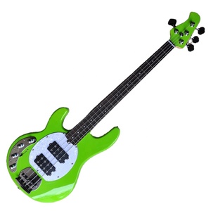 Guitare basse électrique verte fluorescente Flyoung pour gaucher avec 4 cordes, fabriquée sur mesure - Product Image 1