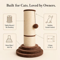Griffoir pour chat en sisal naturel, arbre à chat avec base anti-basculement lestée, trois tailles disponibles pour chats d'intérieur