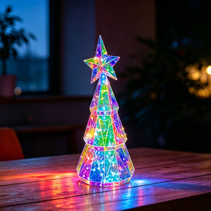Prismatic Holographic Christmas <b>Tree</b> <b>Lighting</b> Xmas Party Tabletop Centerpiece Modern Holiday Decor Wholesale - Product Image 2
