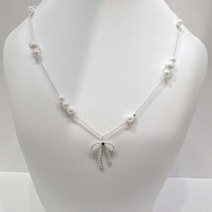 Collier minimaliste en argent sterling 925 plaqué or 18 carats avec pierre précieuse, pour l'été, à porter au quotidien, avec nœud, pour femmes. - Product Image 2