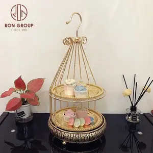 New Design Stainless Steel Vintage Birdcage Party Decoration Supplies Metal Tools Golden Silver Cake Stand for Wedding Cake