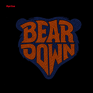 Motivo Termoadesivo con Strass per Football dei Chicago Bears, Design 'BEAR DOWN' in Cristallo per <span class=keywords><strong>Abbigliamento</strong></span> Sportivo - Product Image 2