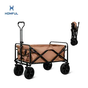 Homful Vissen Bollerwagen Inklapbare Opvouwbare Camping Trolley Wagen Wandelwagen Strand Kar Voor Zand Grote Wielen