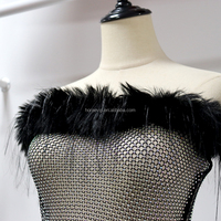 HM024 Noir Sexy Filles Com Hot Nouveau Club Robe Strass Maille Robe pour Club Robe de Soirée