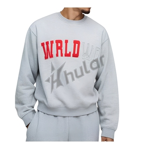 Sweat-shirt surdimensionné en molleton de coton pour homme, style streetwear, personnalisé, vintage, brodé, doublé, teint uni, saison hiver - Product Image 1