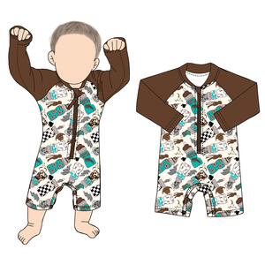 Neue Amerikanische Babykleidung für Jungen, Bambus-Strampler mit Reißverschluss, Kurze Reißverschluss-Overalls mit Tier-Zoo-Motiv für den Schulanfang - Product Image 2
