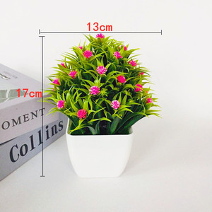 Plante artificielle Qi Xing Bonsaï 17 cm, mini tour en plastique pour décoration intérieure, fleurs de couleur cramoisie, violette, bleue, rose, jaune, blanche - Product Image 2