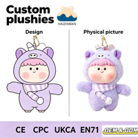 Porte-clés poupée en peluche Haizhiman pour filles, porte-bonheur mignon, jouet en vinyle avec visage interchangeable, pendentif pour sac à dos, pendentif animal en peluche