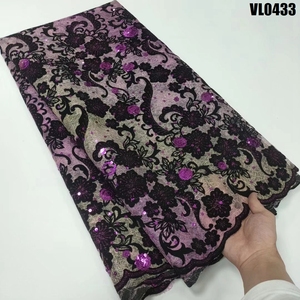 Supoo Aso ebi-encaje de <span class=keywords><strong>terciopelo</strong></span> con lentejuelas, tejido de encaje senegalés - Product Image 2