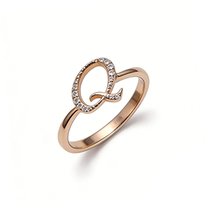 Bague de fiançailles personnalisée en or massif plaqué or 10K/14K avec diamant de laboratoire et zircon, style cluster, unisexe, mignonne, pour anniversaire, avec lettres de l'alphabet - Product Image 1