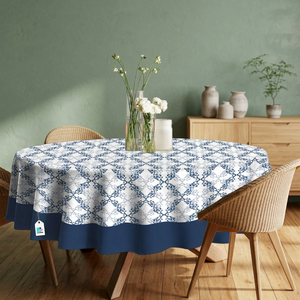 Luxury Floral Printed Cotton Round Tablecloth 60 Inch <b>Waterproof</b> Oilproof <b>Table</b> <b>Cover</b> for Weddings Dining and Home Use - Product Image 3