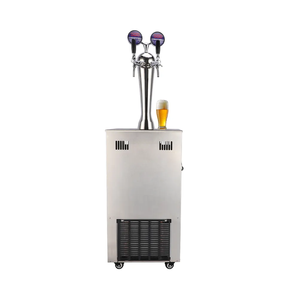 SS Beer Kegerator Cooler Dispenser 2 Tap Font Draft Beer Machine Tower Dispenser For Bar