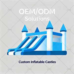 Château gonflable à deux pistes personnalisable avec zone de rebond, en PVC, installation facile pour une utilisation commerciale en extérieur - Product Image 5