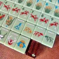 Tuiles de Mahjong The Hunt Club Edition 160, motif Canard Pêche Fleurs Sauvages, vertes, en acrylique 2 couches, pour la maison et les fêtes