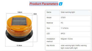 Feux clignotants magnétiques d'avertissement routier à plusieurs couleurs, clignotants solaires, feux d'avertissement - Product Image 2