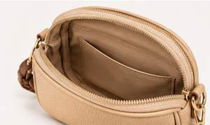 Sac à main en cuir de vachette beige, sac à bandoulière pour femme - Product Image 5