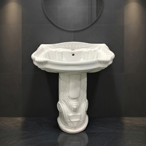 Vistaar Capri Ivory Ceramic Wash Basin with Full Pedestal Elegant Bathroom Sanitary Ware - Product Image 4
