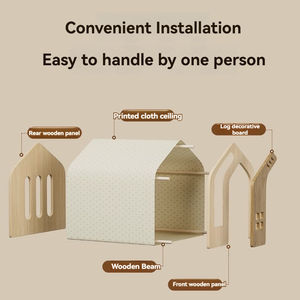 Küçük köpekler veya kediler için ahşap çerçeve ile köpek evi ahşap Pet ev için kumaş yastık ile kapalı - Product Image 5