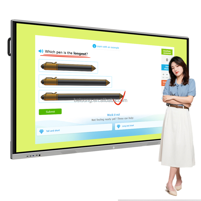Manufacturer Dual System 55-98 Inch Interactive Smart Panel Classroom Smart Board Interactive Meeting Whiteboard for Teaching