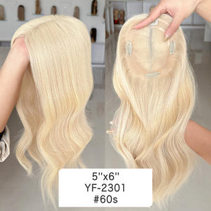 Toppers de Cabello Humano para Mujer, Listos para Enviar, Base Mono de 5*6'', Cabello Virgen Ruso Rubio, Cutícula Intacta y Alineada - Product Image 4