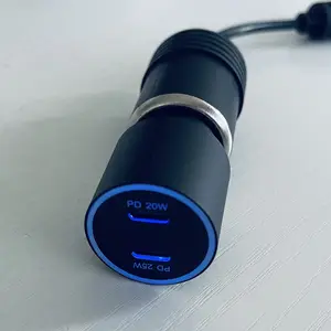 Pengisi Daya Cepat Di Mobil, 25W + 20W USB C Dual PD Pengisi Daya Cepat Adaptor Tipe-c untuk Ponsel Iphone Samsung Aksesori Mobil