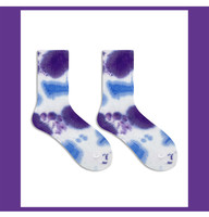 Chaussettes en coton tie-dye personnalisées en gros, chaussettes mi-mollet unisexes imprimées colorées, chaussettes décontractées tendance pour femmes et hommes
