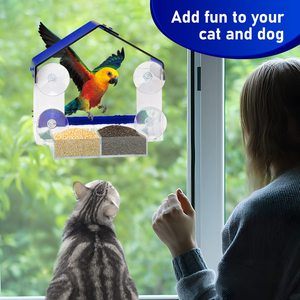 Temizle plastik Oriole Pet gıda istasyonu açık akrilik kuş kafesleri papağan vahşi pencere kuş besleyici - Product Image 5