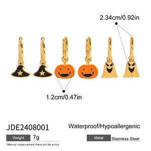 Pendientes de Moda Góticos al por Mayor, Chapados en Oro Fino de 14K y 18K, de Acero Inoxidable 316L con Rubí, para Halloween, para Mujeres y Hombres - Product Image 6