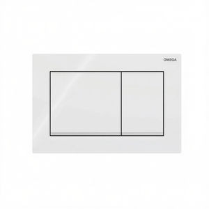 Plaque de commande carrée Omega 20 à 2 boutons, blanc brillant, blanc opaque, boutons de chasse d'eau à bord inférieur - Product Image 3
