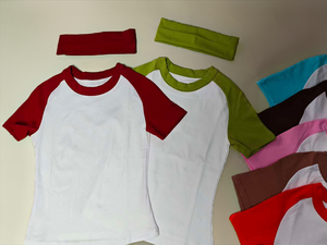 Conjunto de 2 Piezas Esencial para el Verano, Personalizado, para Mujer, Transpirable, de Algodón y Elastano, Top de Manga Corta y Pantalones Largos con Diadema, OEM 2026 - Product Image 3