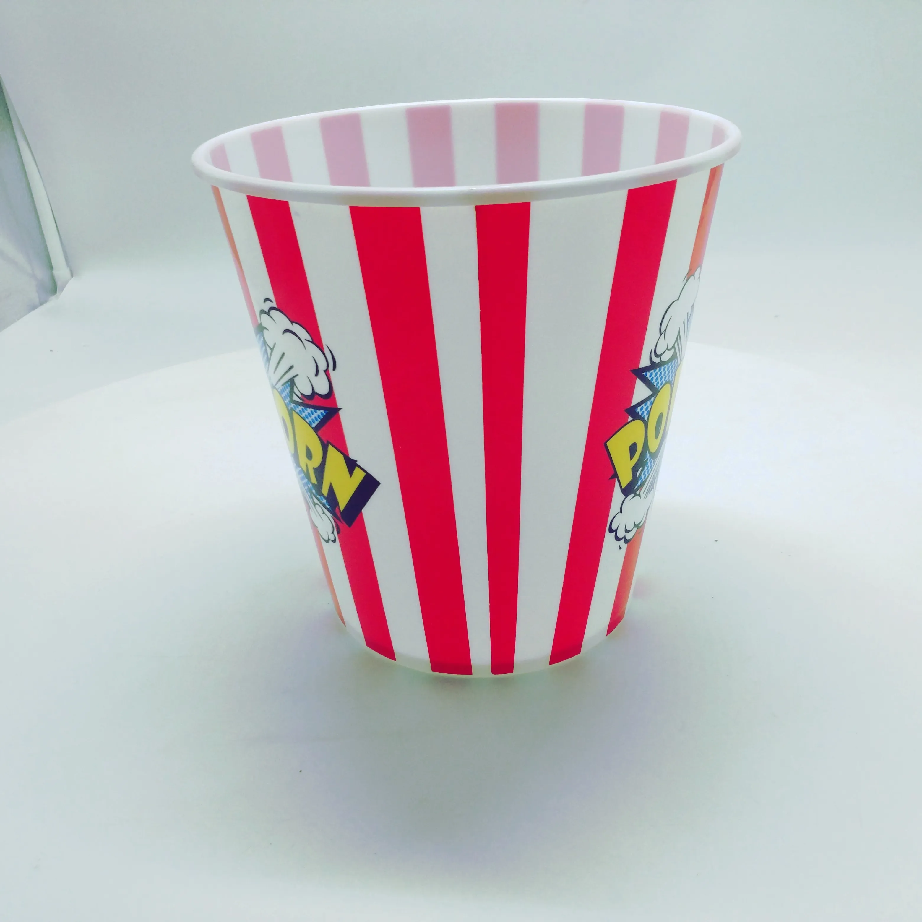 Красное классическое пластиковое ведро для попкорна с круглым дном, пластиковая миска для попкорна
