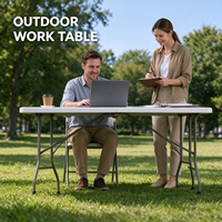 Table rectangulaire robuste en HDPE avec pieds en métal pour le camping en plein air, les fêtes et les événements, table pliante en plastique de 6 pieds