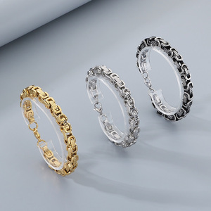 สร้อยข้อมือวินเทจสไตล์เรโทรแบบไบแซนไทน์และพังก์แบบคิวบา ชุบทอง 18K ทำจากสแตนเลสสตีล สำหรับทุกเพศ เหมาะสำหรับเป็นของขวัญวันครบรอบ - Product Image 2