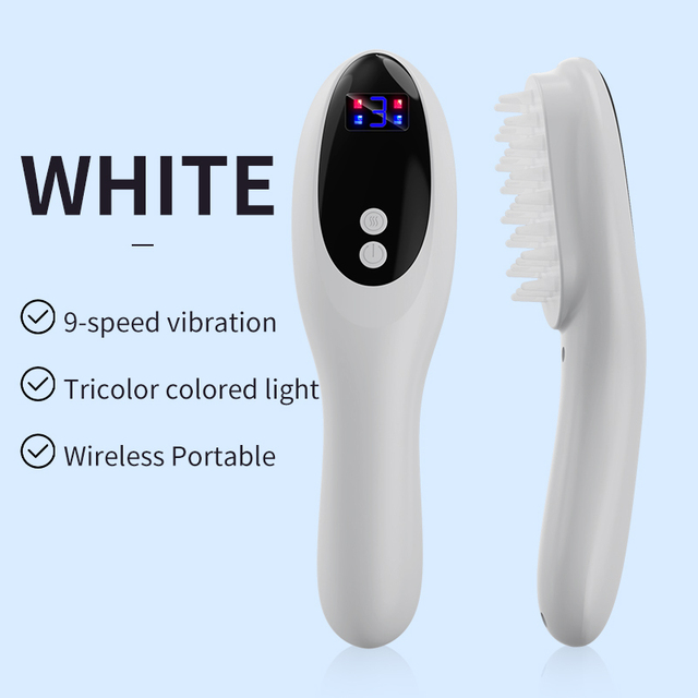 Factory Direct Supply Red & Blue Light Scalp Massager 3 Speeds Handheld Electric Hairbrush Massager for Head Spa Health Care