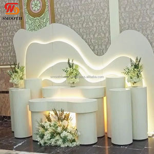 Support de présentation de meubles de mariage en acrylique blanc personnalisé SMOOTH, socle cylindrique pour événements et décoration - Product Image 6