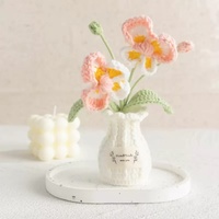 2026 Bunga Anggrek Phalaenopsis Mini Rajutan Tangan Baru dalam Pot Vas untuk Dekorasi Rumah