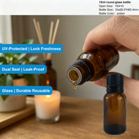 Flacon compte-gouttes en verre ambré de 15 ml avec réducteur d'orifice pour emballage de parfum, sérum et liquides cosmétiques