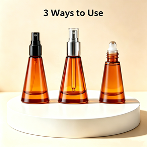 Flacon pulvérisateur cosmétique en verre ambré dépoli de 15 ml avec bouchon en bois, sérigraphie, pour huile capillaire, sérum, huiles essentielles - Product Image 4