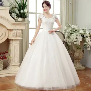 2022 spring new large size knot wedding dress slim and slim shoulders fat lace flower one-shoulder female