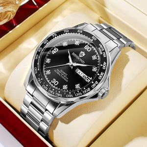 Binbond Luxury <b>Quartz</b> Wristwatch for <b>Men</b> Waterproof Luminous Business <b>Watch</b> Glass Dial Window Pointer Custom Logo Steel Band - Product Image 5
