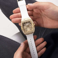 Nuevo Reloj de Lujo para Hombre Guess GW0048G3 2026, Esfera Cuadrada con Diamantes, Caja de Acero Inoxidable, Correa de Silicona, Reloj Deportivo de Cuarzo
