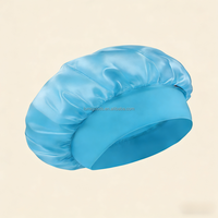 Bonnet en satin de soie coloré LUMI, simple couche, bouclé et élastique, pour femme, pour dormir et la douche, 30x30cm