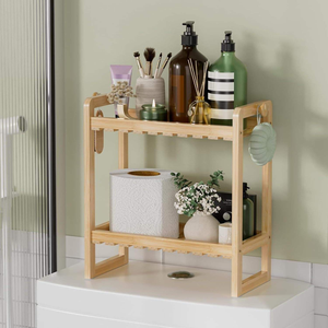 <span class=keywords><strong>Étagère</strong></span> de rangement 2 niveaux en bambou pour toilettes, organisateur de comptoir, unité de bureau peu encombrante, support <span class=keywords><strong>à</strong></span> <span class=keywords><strong>épices</strong></span> de cuisine - Product Image 2