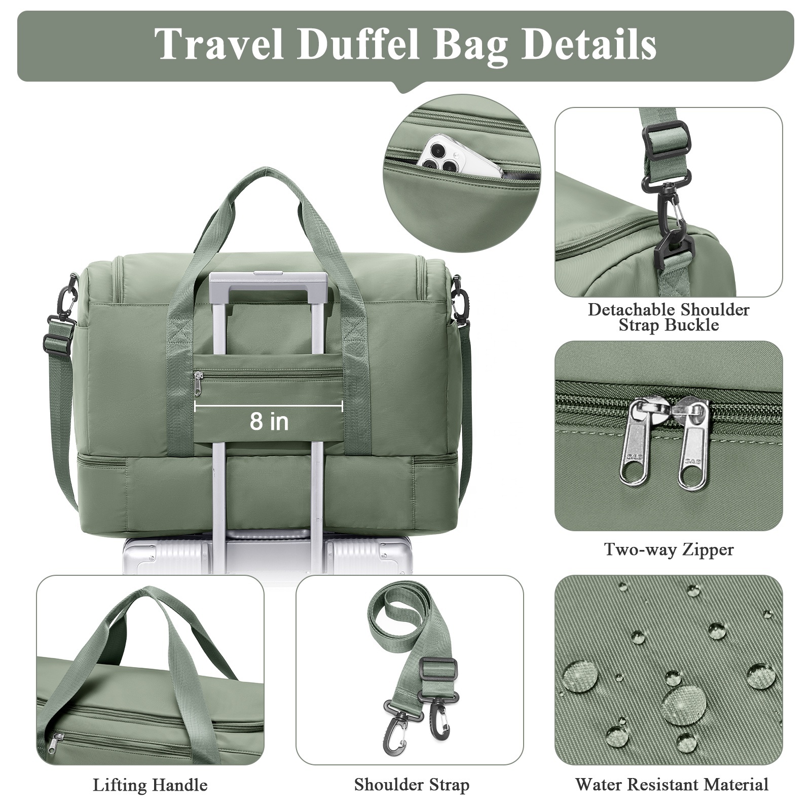 Unisex Lightweight Travel Duffel – Soft Fashion Gym Bag with Shoe Compartment - View 5