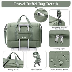 حقيبة سفر كبيرة خفيفة الوزن ومتينة وناعمة للرجال والنساء، حقيبة نهاية الأسبوع مع حجرة للأحذية، مناسبة للعمل والولادة واليوغا والصالة الرياضية - Product Image 5