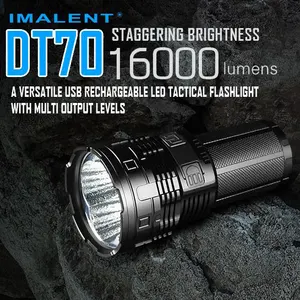 IMALENT DT70 torch USB rechargeable LED tactical flashlight with multi-level output lantern OLED display 16000LM for outdoor