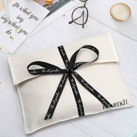 Enveloppe en jute blanche imprimée avec logo personnalisé réutilisable Sac à poussière pochette enveloppe en jute organique à fond rond Sacs à poussière