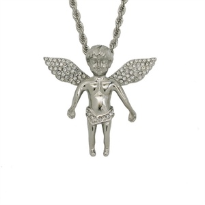 Wholesale Stainless Steel Jewelry Rhinestone Angle Pendant Necklace - Product Image 1