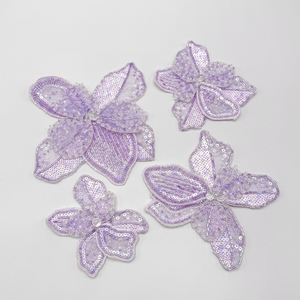 GCW-DH069 3D вышивка бисером Цветочная аппликация со стразами патчи с пайетками кружевная вышивка свадебное платье ручной работы Украшение лиф - Product Image 1